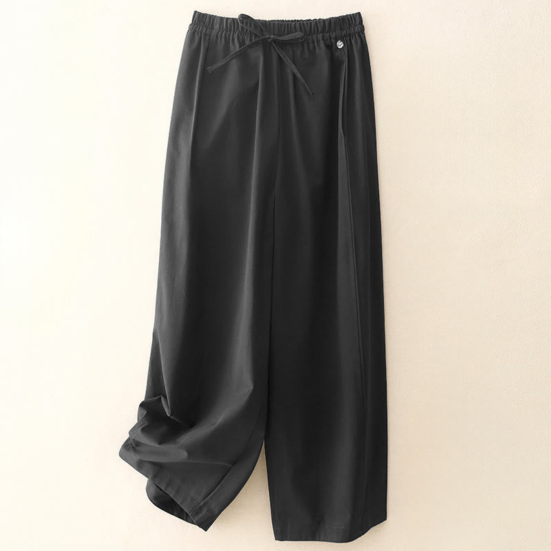 Buddha Stones Plain 7-8 Length Women's Harem Cotton Pants With Pockets