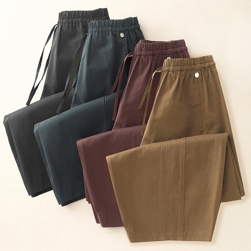Buddha Stones Plain 7-8 Length Women's Harem Cotton Pants With Pockets