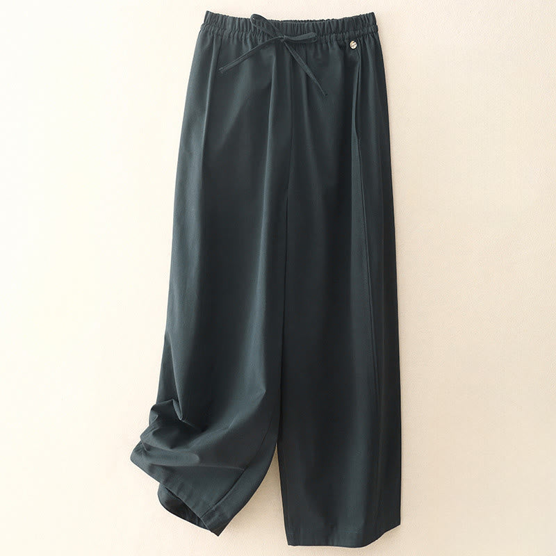 Buddha Stones Plain 7-8 Length Women's Harem Cotton Pants With Pockets