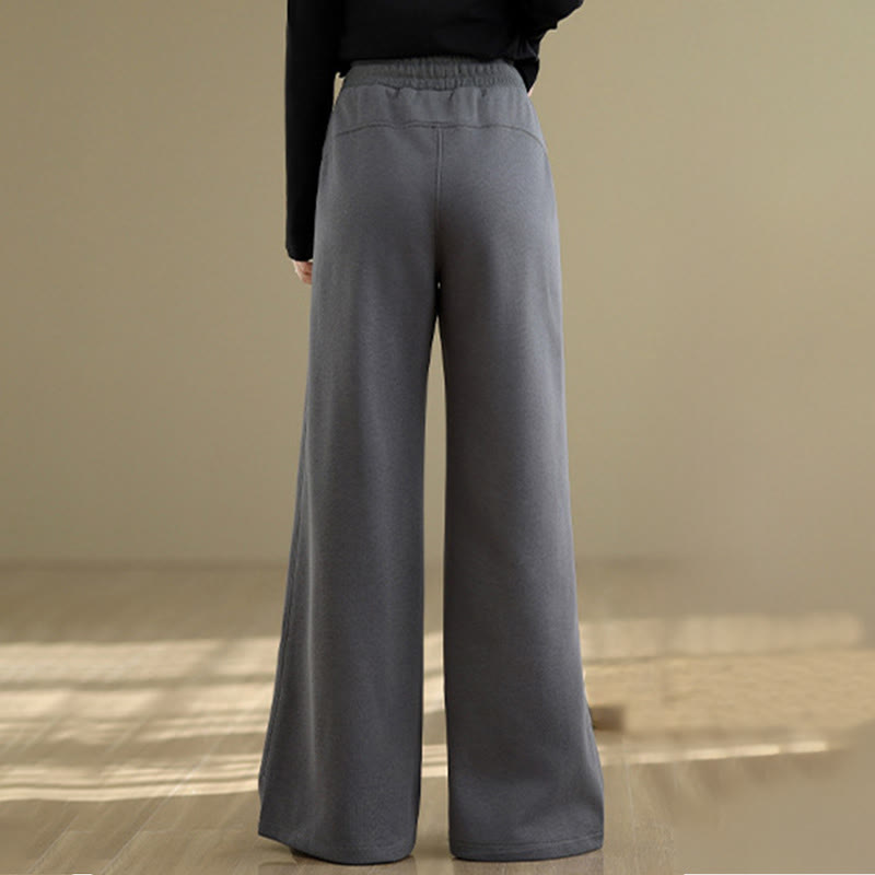 Buddha Stones Casual Plain Cotton Women's Wide Leg Pants With Pockets