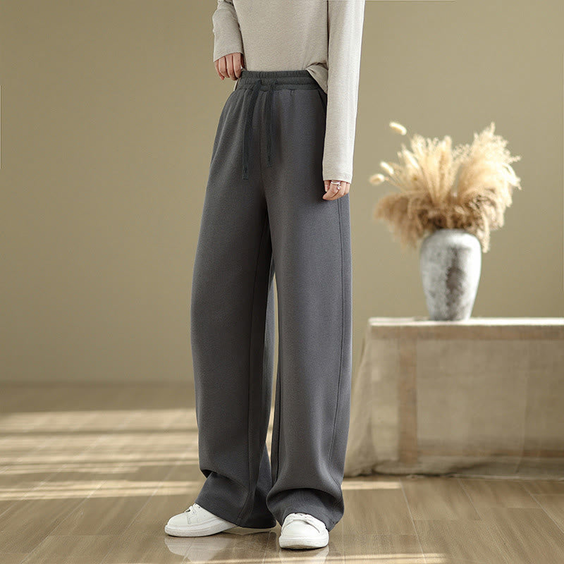 Buddha Stones Casual Rope Women's Cotton Straight-leg Pants With Pockets
