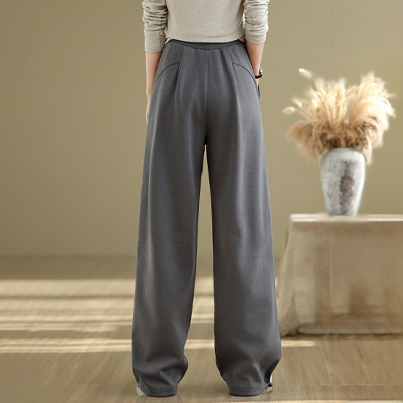 Buddha Stones Casual Rope Women's Cotton Straight-leg Pants With Pockets