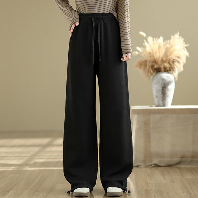 Buddha Stones Casual Rope Women's Cotton Straight-leg Pants With Pockets