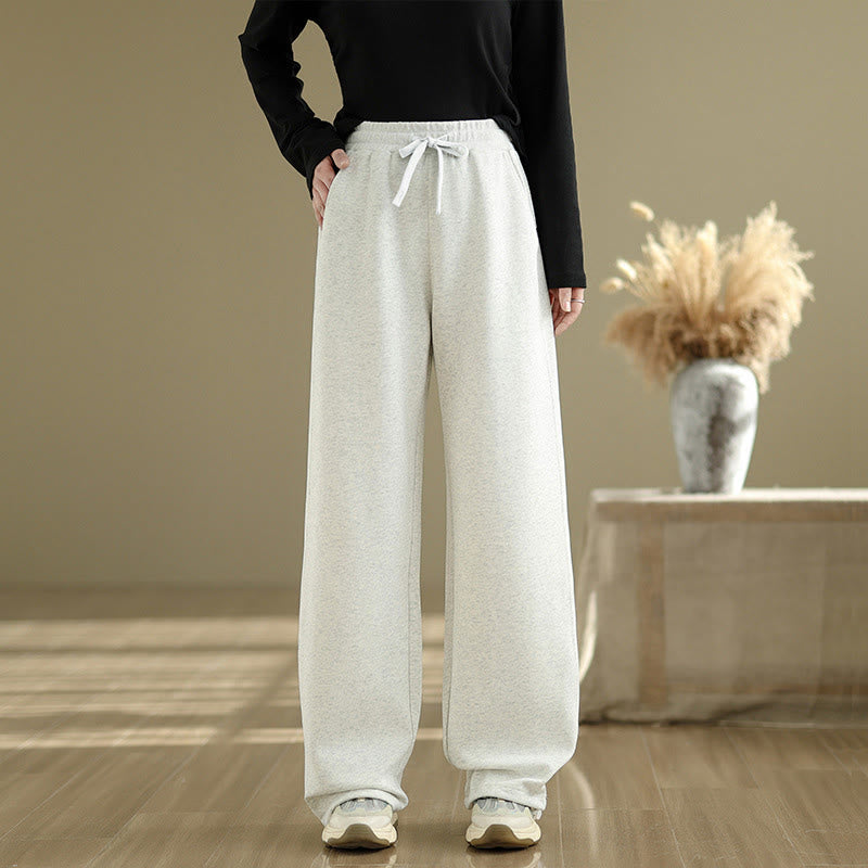 Buddha Stones Casual Rope Women's Cotton Straight-leg Pants With Pockets