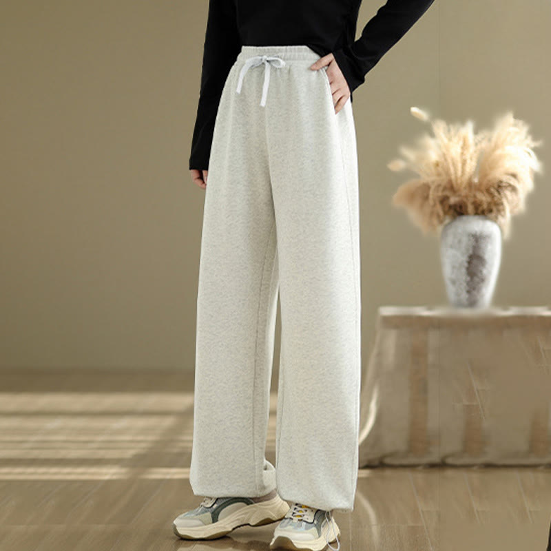 Buddha Stones Casual Rope Women's Cotton Straight-leg Pants With Pockets