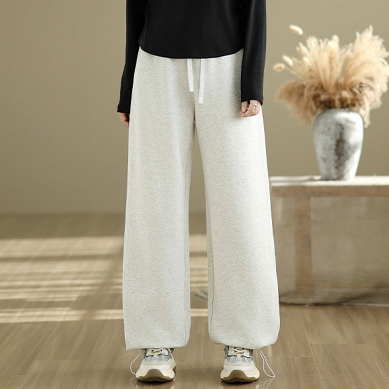 Buddha Stones Casual Rope Women's Cotton Straight-leg Pants With Pockets
