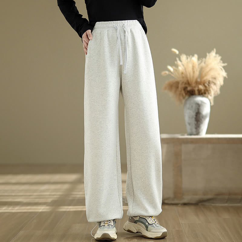 Buddha Stones Casual Rope Women's Cotton Straight-leg Pants With Pockets