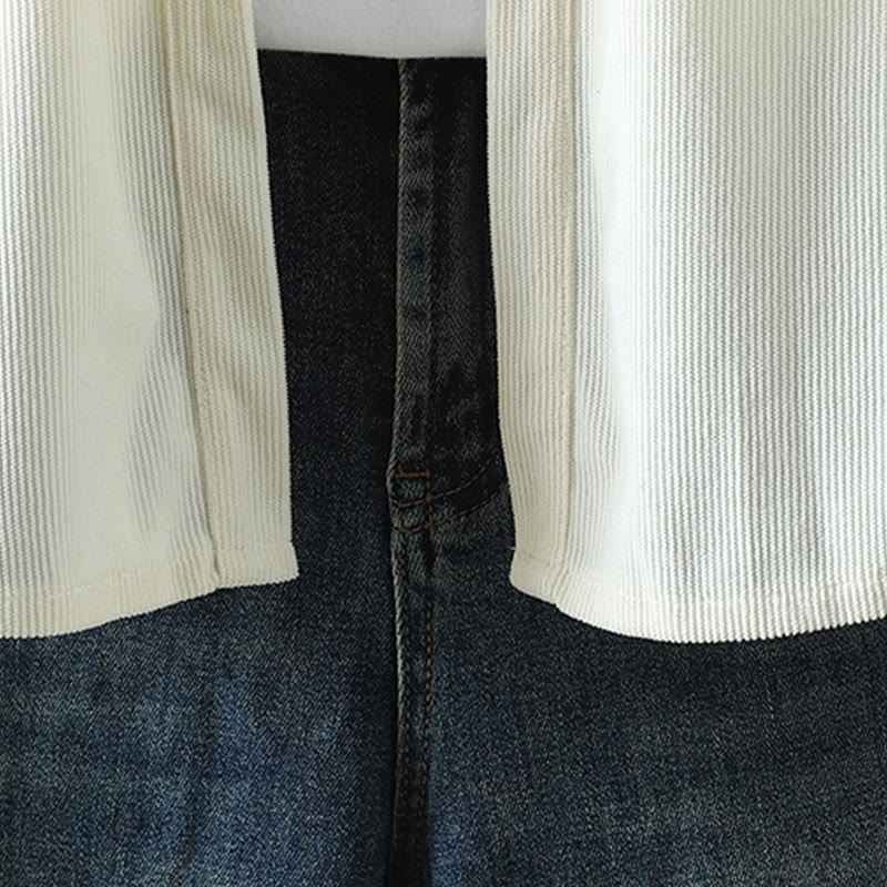 Buddha Stones Corduroy Women's Cotton Long Sleeve Jacket With Pockets