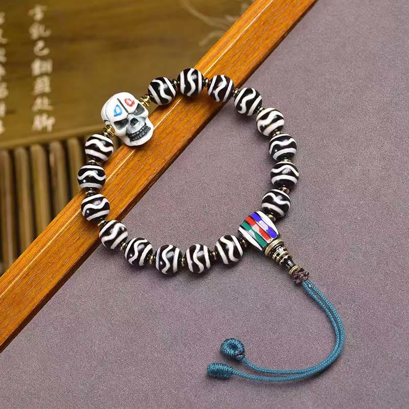 Buddha Stones Tibetan Dzi Bead The Lord of the Corpse Forest Protection Bracelet