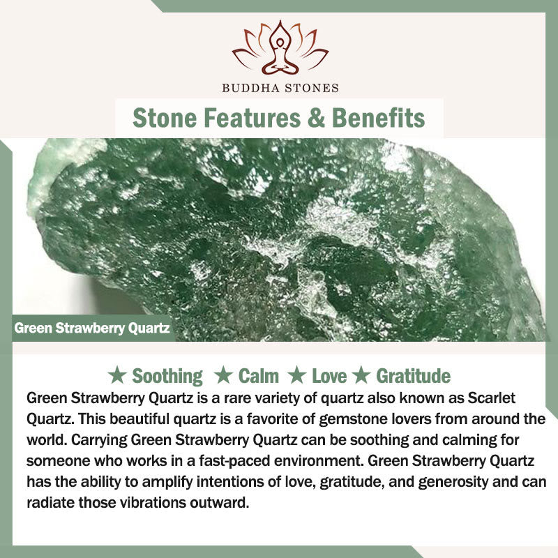 Buddha Stones Natural Daisy Candy Agate Green Strawberry Quartz Healing Bracelet