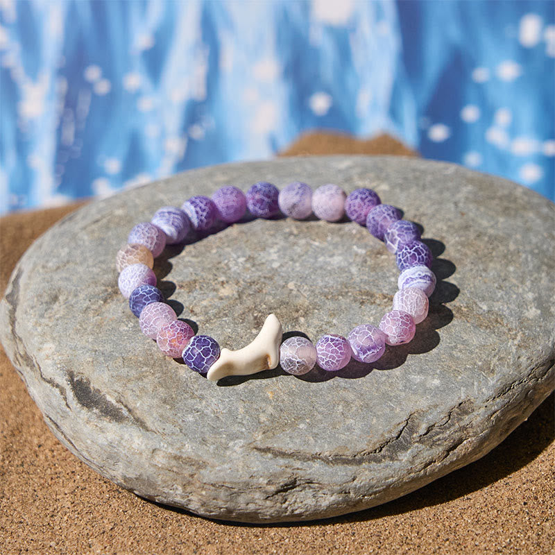 Buddha Stones Natural Stone Dolphin Crackle Agate Tourmaline Courage Bracelet