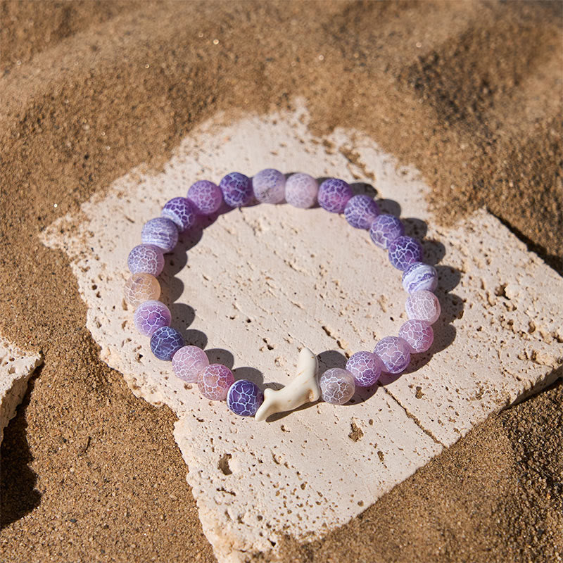 Buddha Stones Natural Stone Dolphin Crackle Agate Tourmaline Courage Bracelet