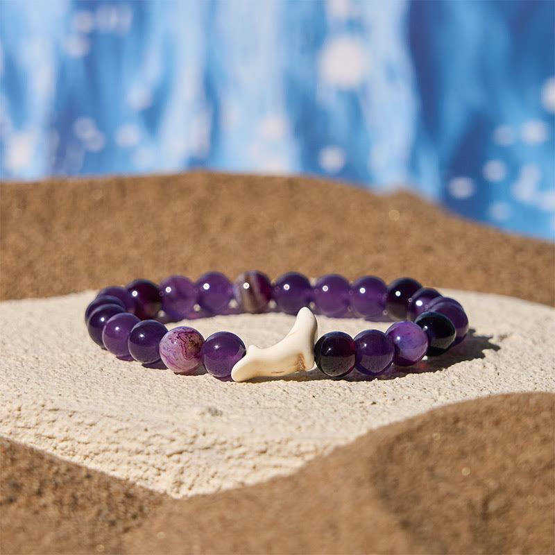 Buddha Stones Natural Stone Dolphin Crackle Agate Tourmaline Courage Bracelet