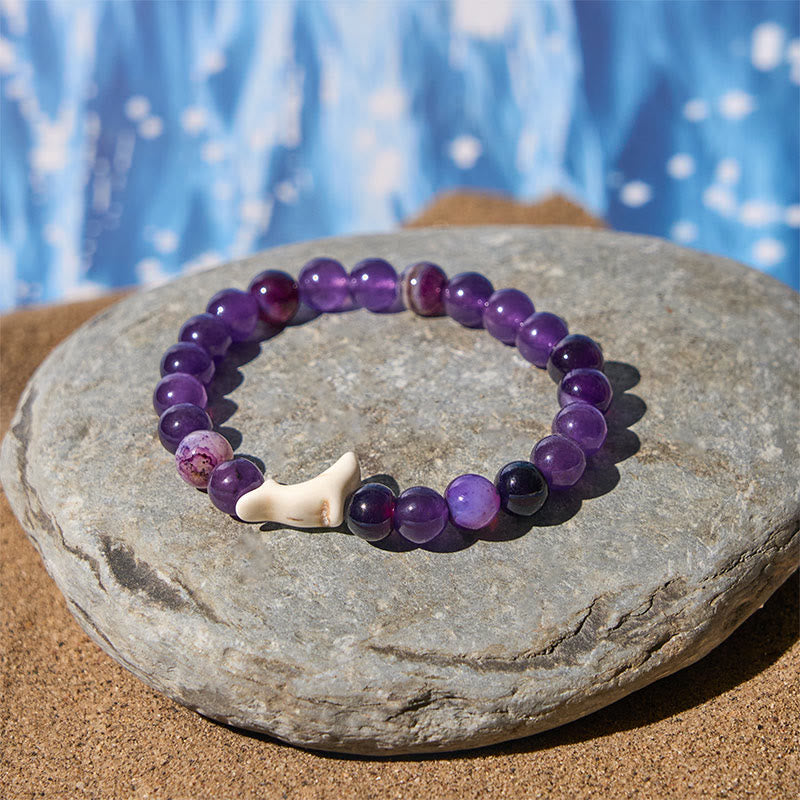 Buddha Stones Natural Stone Dolphin Crackle Agate Tourmaline Courage Bracelet