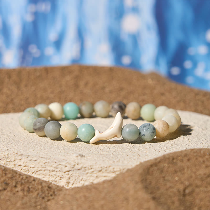 Buddha Stones Natural Stone Dolphin Crackle Agate Tourmaline Courage Bracelet