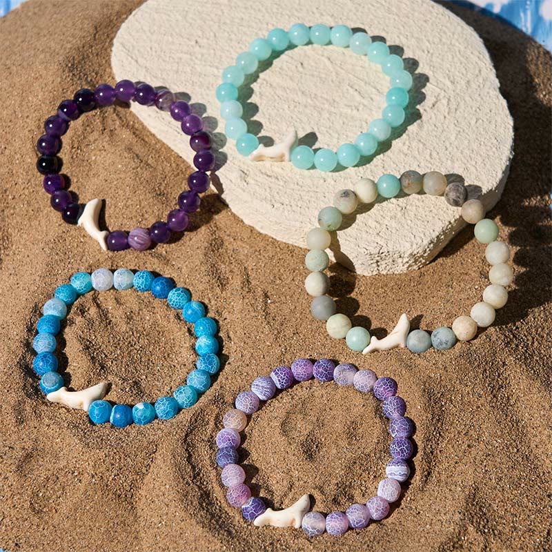 Buddha Stones Natural Stone Dolphin Crackle Agate Tourmaline Courage Bracelet