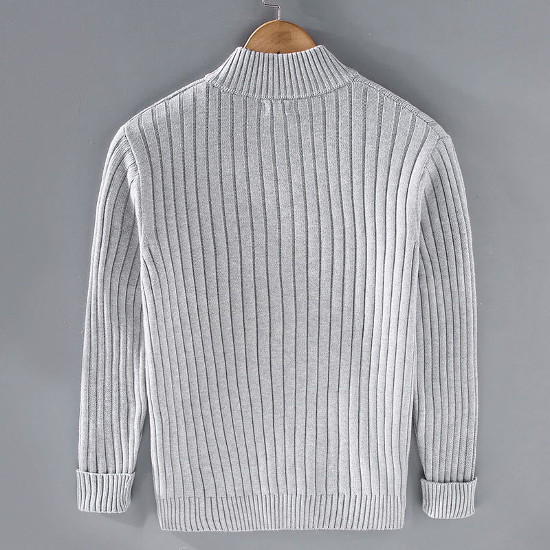 Buddha Stones Spring Plain Zipper Design Cotton Men's Long Sleeve Mock Neck Jacket