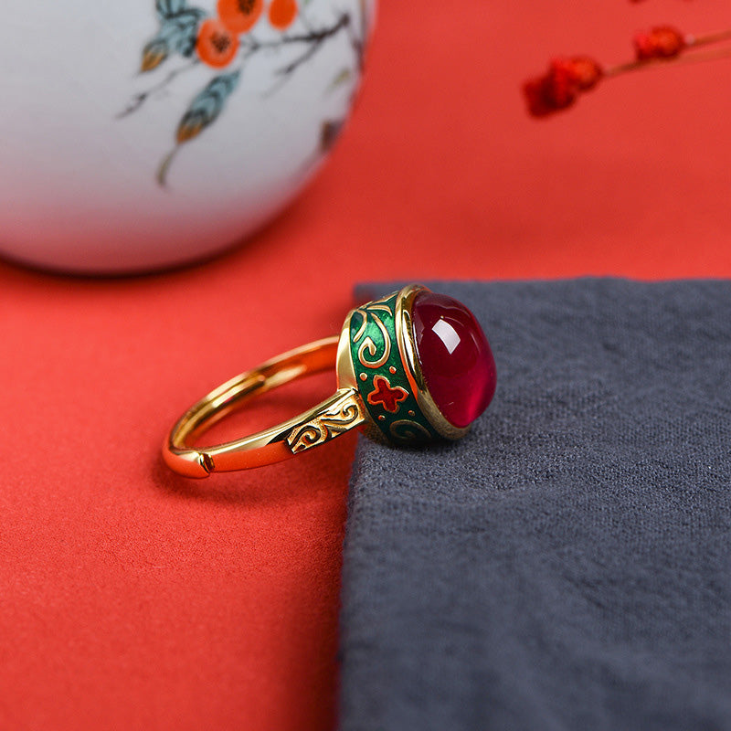 925 Sterling Silver Red Corundum Courage Ring (Extra 30% Off | USE CODE: FS30)