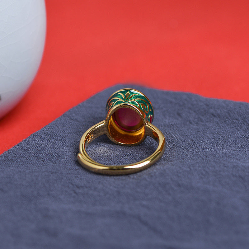 925 Sterling Silver Red Corundum Courage Ring (Extra 30% Off | USE CODE: FS30)