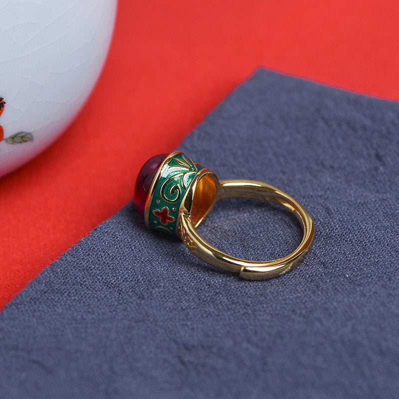925 Sterling Silver Red Corundum Courage Ring (Extra 30% Off | USE CODE: FS30)