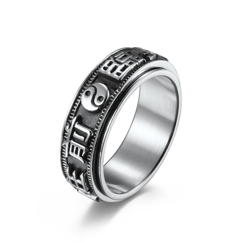 Letter Words Balance Calm Titanium Steel Rotatable Ring (Extra 30% Off | USE CODE: FS30)