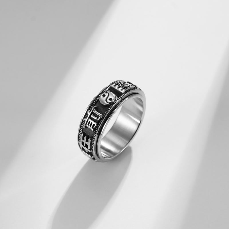 Letter Words Balance Calm Titanium Steel Rotatable Ring (Extra 30% Off | USE CODE: FS30)