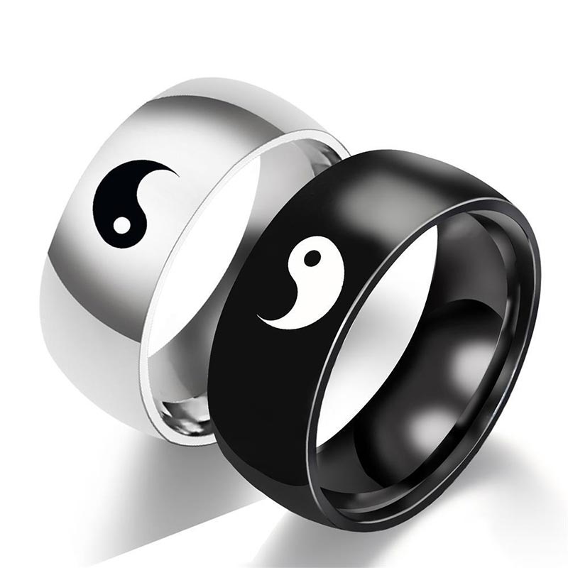 Yin Yang Balance Titanium Steel Couple Ring (Extra 40% Off | USE CODE: FS40)