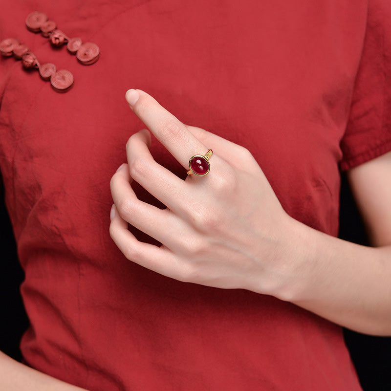 925 Sterling Silver Red Corundum Courage Ring (Extra 30% Off | USE CODE: FS30)