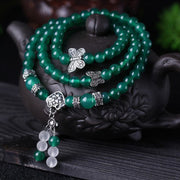 Buddhazens Natural Green Agate Butterfly Support Bracelet Mala Bracelet BS 6mm Green Agate