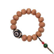 Buddhazens Tibet Bodhi Seed Dzi Bead Peace Charm Wrist Mala Bracelet Wrist Mala BS 9