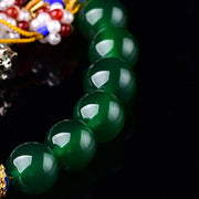 Buddhazens Natural Green Agate Wrist Mala Success Charm Pocket Mala Car Decoration Wrist Mala&Decorations BS 8