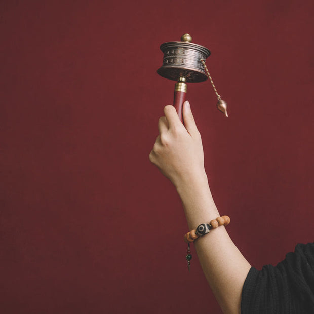 Buddhazens Tibet Bodhi Seed Dzi Bead Peace Charm Wrist Mala Bracelet Wrist Mala BS 5