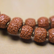 Buddhazens 108 Mala Rudraksha Beads Bodhi Seed Dzi Bead Luck Auspiciousness Tassel Bracelet Bracelet Mala BS 5