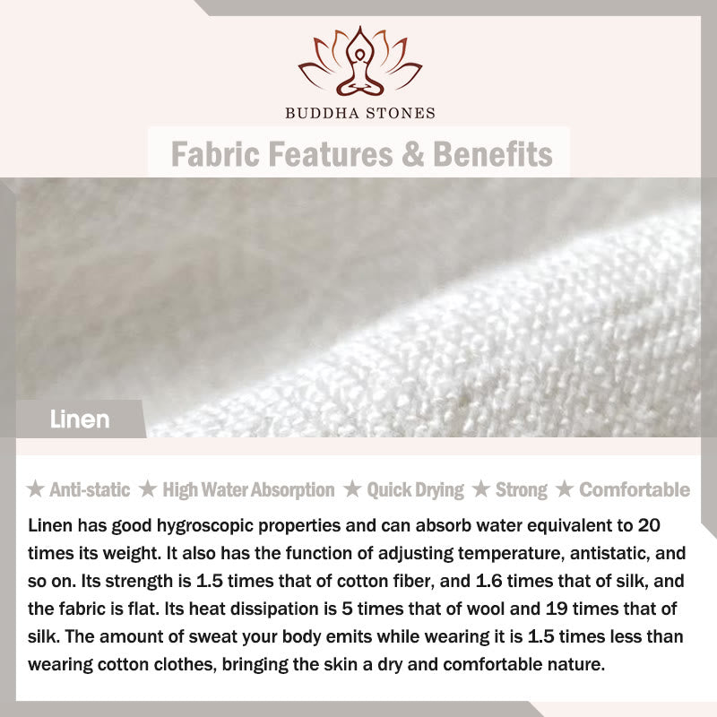 Buddha Stones Solid Color Long Sleeve Half Button Shirt Cotton Linen Men Clothing