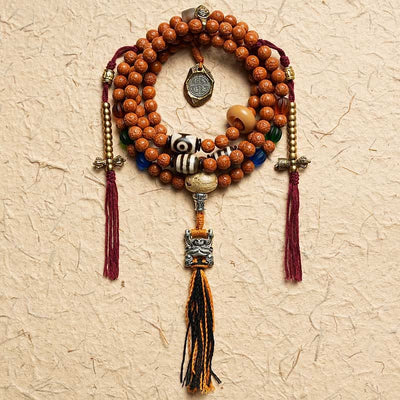 Buddhazens Tibet Bodhi Seed 108 Mala Beads Wisdom Peace Bracelet Necklace Mala Bracelet BS Scripture Buckle Tassel With Copper Charm