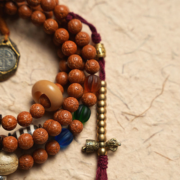 Buddhazens Tibet Bodhi Seed 108 Mala Beads Wisdom Peace Bracelet Necklace Mala Bracelet BS 7