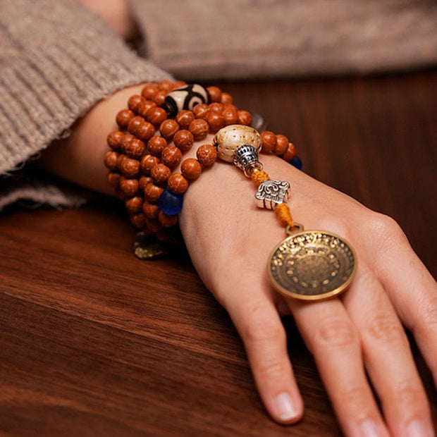 Buddhazens Tibet Bodhi Seed 108 Mala Beads Wisdom Peace Bracelet Necklace Mala Bracelet BS 5