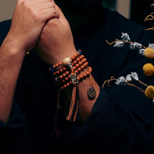 Buddhazens Tibet Bodhi Seed 108 Mala Beads Wisdom Peace Bracelet Necklace Mala Bracelet BS 14