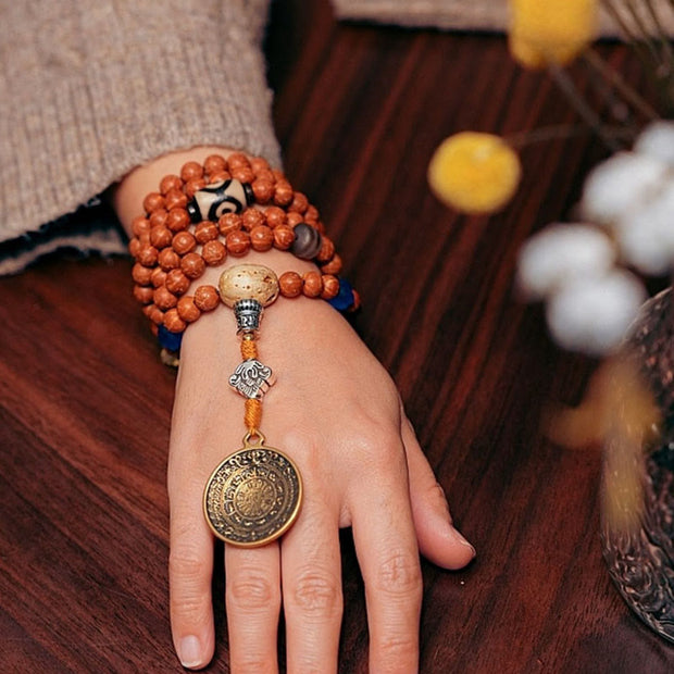 Buddhazens Tibet Bodhi Seed 108 Mala Beads Wisdom Peace Bracelet Necklace Mala Bracelet BS 12