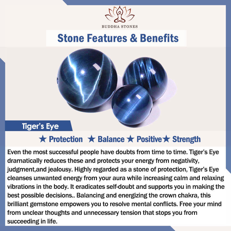 FREE Today: Positive Strength Natural Blue Tiger Eye Om Mani Padme Hum Bracelet