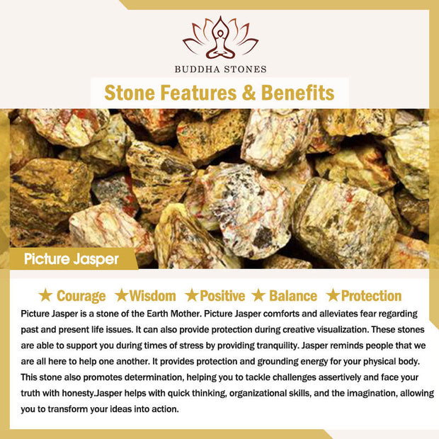 Buddhazens 108 Mala Beads Turquoise Picture Jasper Bead Tassel Balance Bracelet