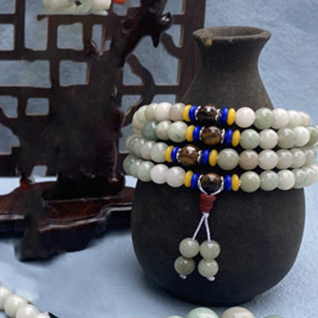 Buddhazens 108 Mala Beads Natural Shetai jade Luck Prosperity Bracelet Mala Bracelet BS 1