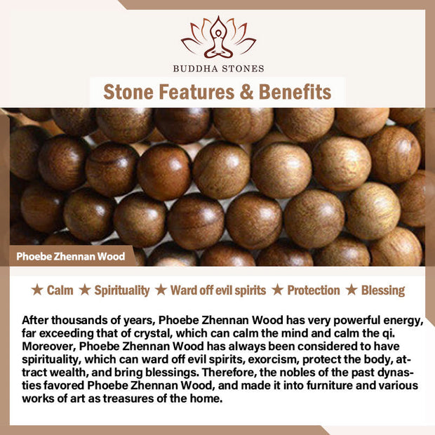 Buddhazens 108 Mala Teardrop Beads Natural Phoebe Zhennan Wood Protection Bracelet Mala Bracelet BS 4