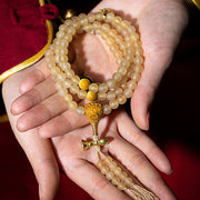 Buddhazens Tibet 108 Mala Beads Chinese Zodiac Natal Buddha Natural Sheep Horn Wealth Bracelet Mala Bracelet BS 15