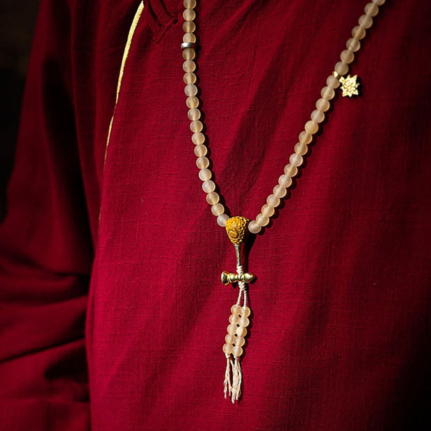 Buddhazens Tibet 108 Mala Beads Chinese Zodiac Natal Buddha Natural Sheep Horn Wealth Bracelet Mala Bracelet BS 3