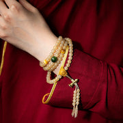 Buddhazens Tibet 108 Mala Beads Chinese Zodiac Natal Buddha Natural Sheep Horn Wealth Bracelet Mala Bracelet BS 19