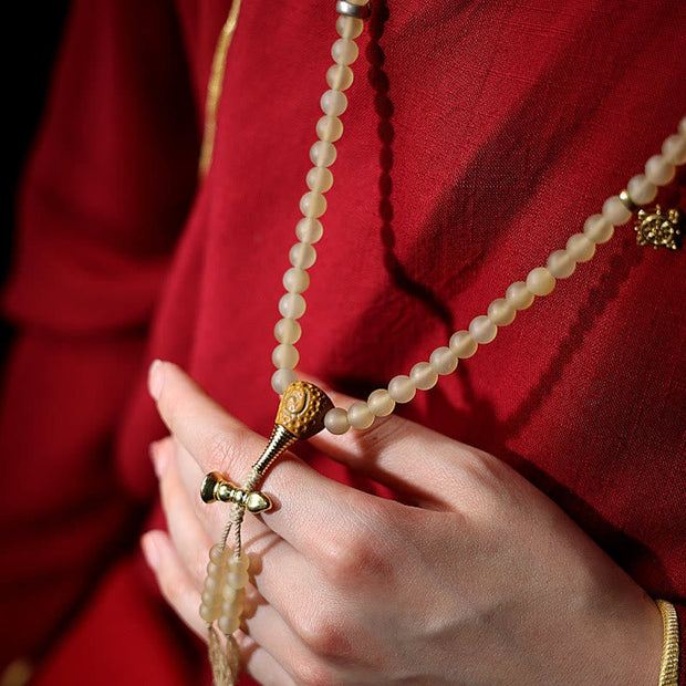 Buddhazens Tibet 108 Mala Beads Chinese Zodiac Natal Buddha Natural Sheep Horn Wealth Bracelet Mala Bracelet BS 4