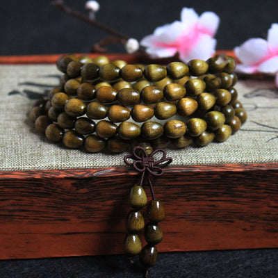 Buddhazens 108 Mala Teardrop Beads Natural Phoebe Zhennan Wood Protection Bracelet Mala Bracelet BS Phoebe Zhennan Wood(Wrist Circumference: 14-19cm)