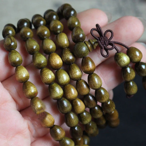 Buddhazens 108 Mala Teardrop Beads Natural Phoebe Zhennan Wood Protection Bracelet Mala Bracelet BS 2