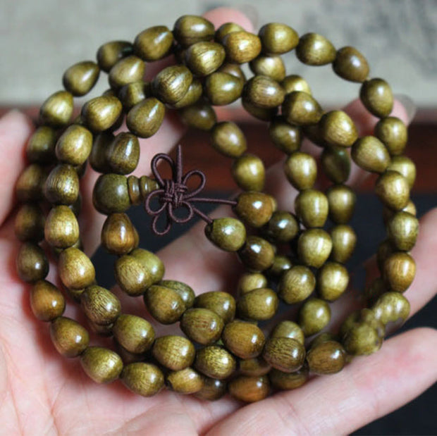 Buddhazens 108 Mala Teardrop Beads Natural Phoebe Zhennan Wood Protection Bracelet Mala Bracelet BS 3